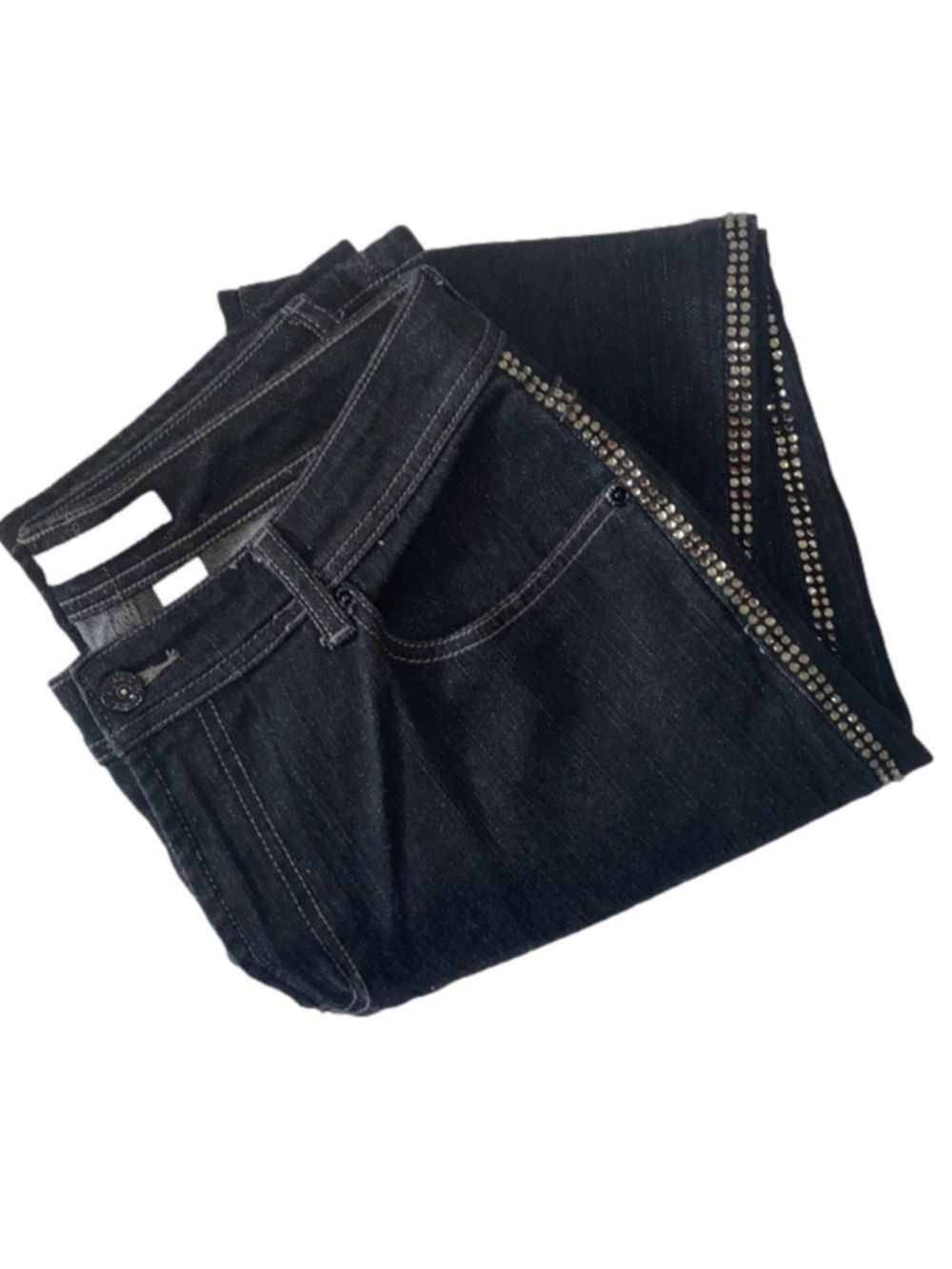 Chico's Platinum Alannia Jean Straight Leg High-Rise Stretch Embellished Jean